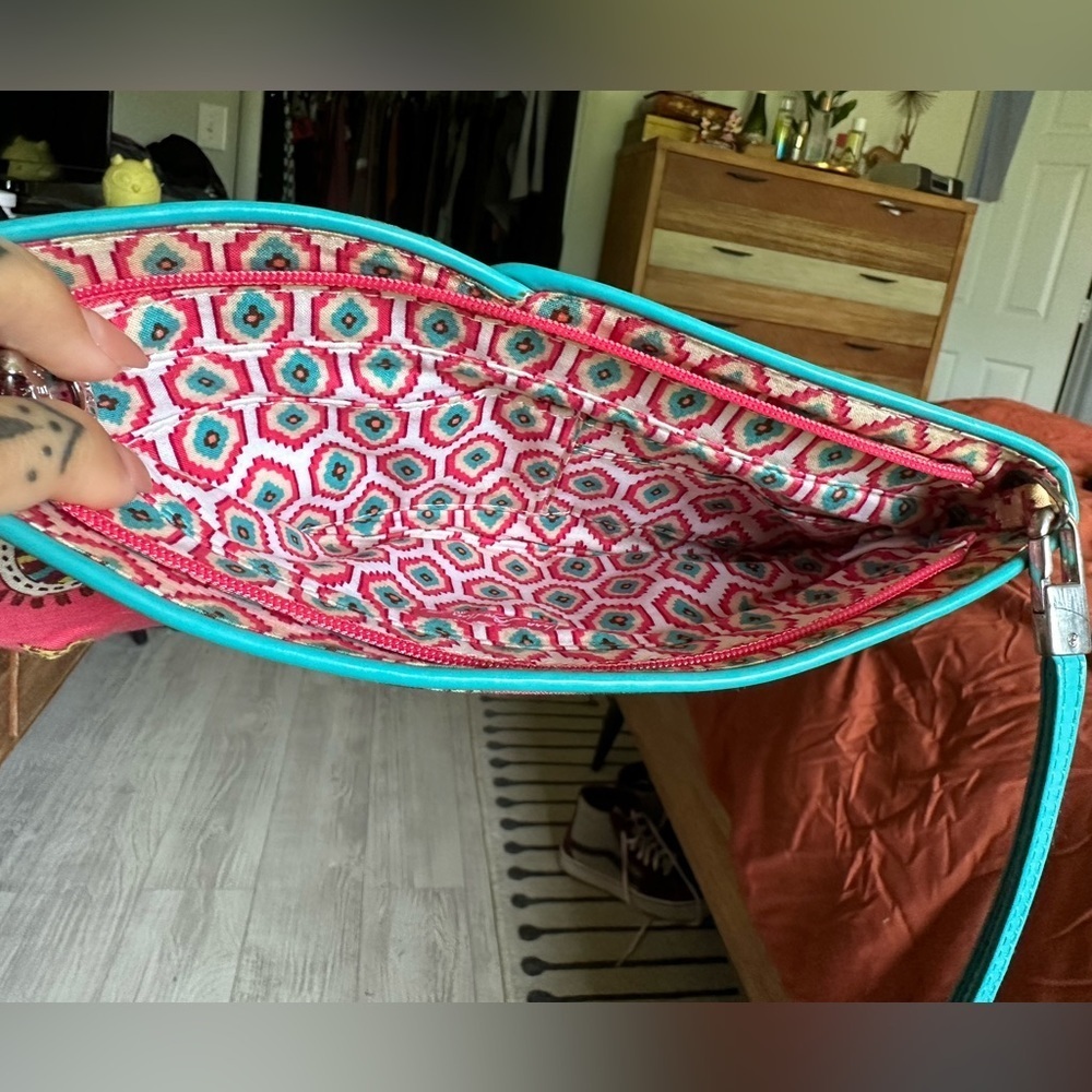 Vera Bradley Pink and Turquoise Wristlet Clutch - Picture 9 of 9
